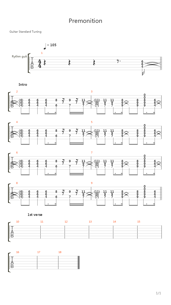 Premonition吉他谱