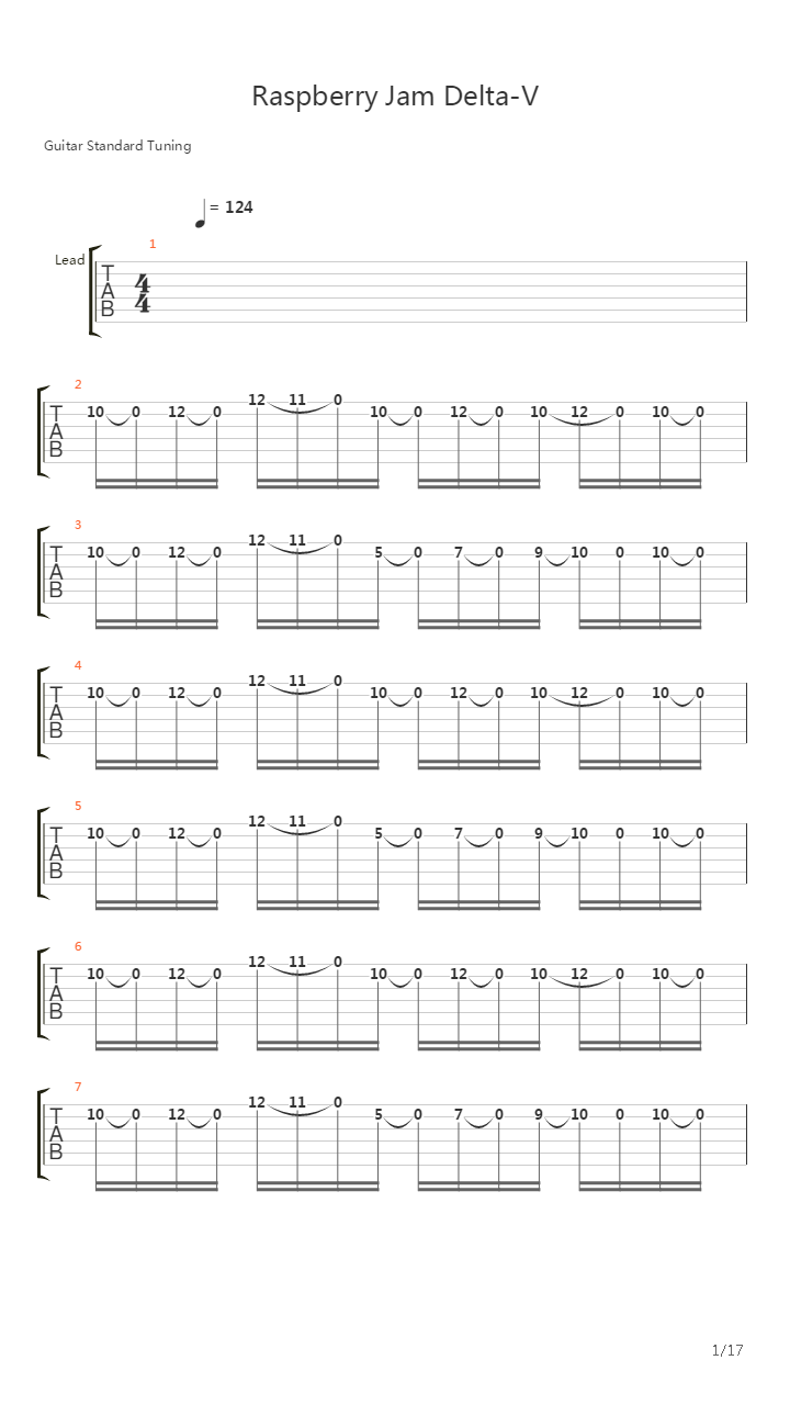 Raspberry Jam Delta-v吉他谱
