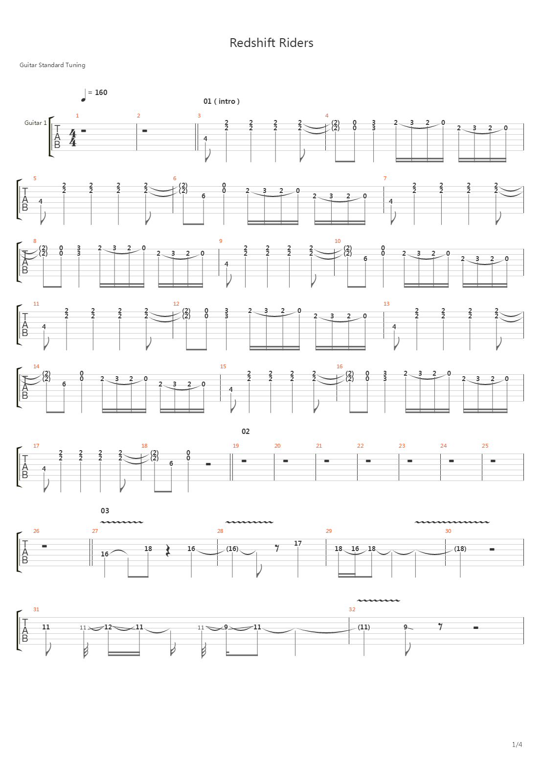 Redshift Riders吉他谱