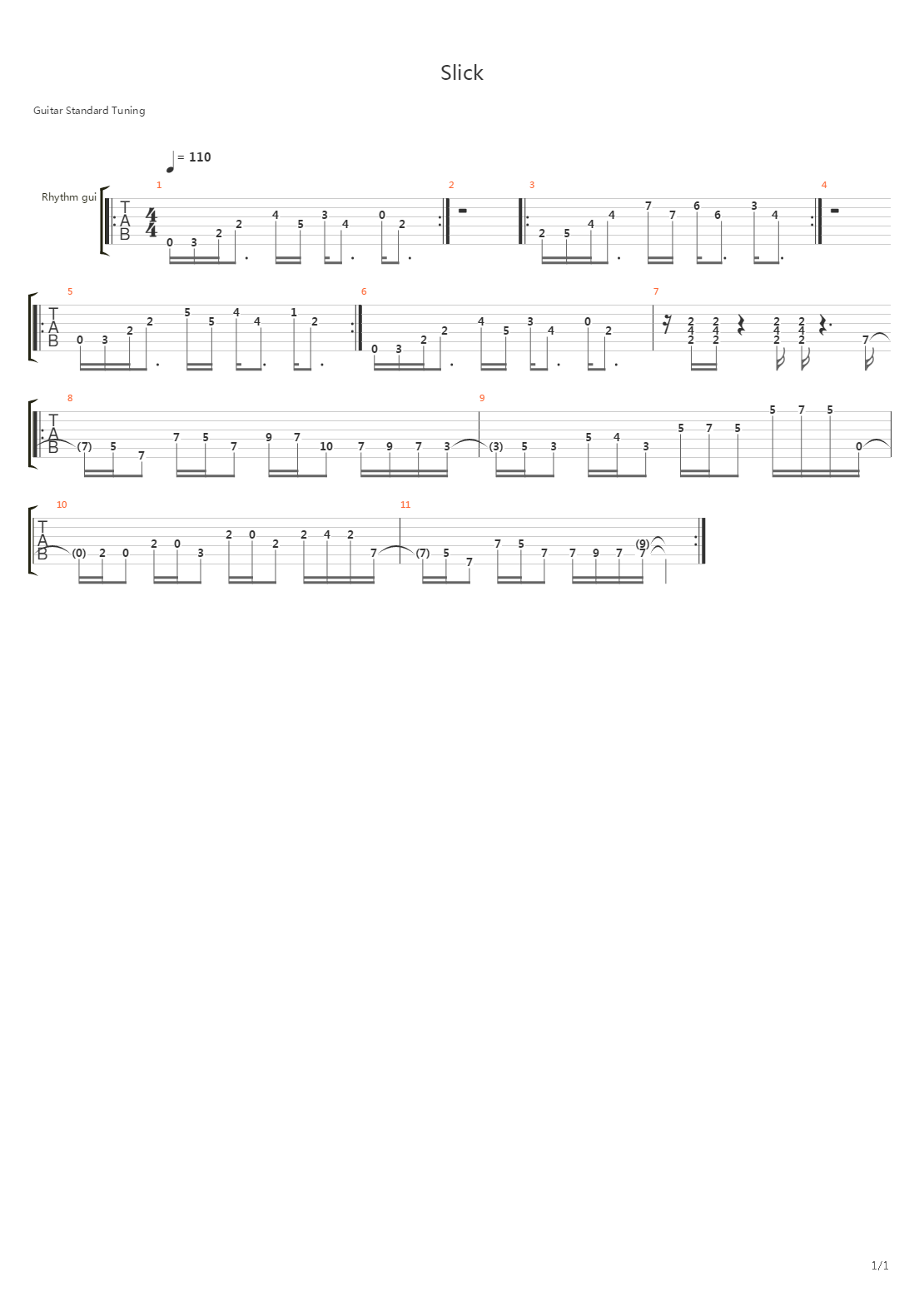 Slick吉他谱