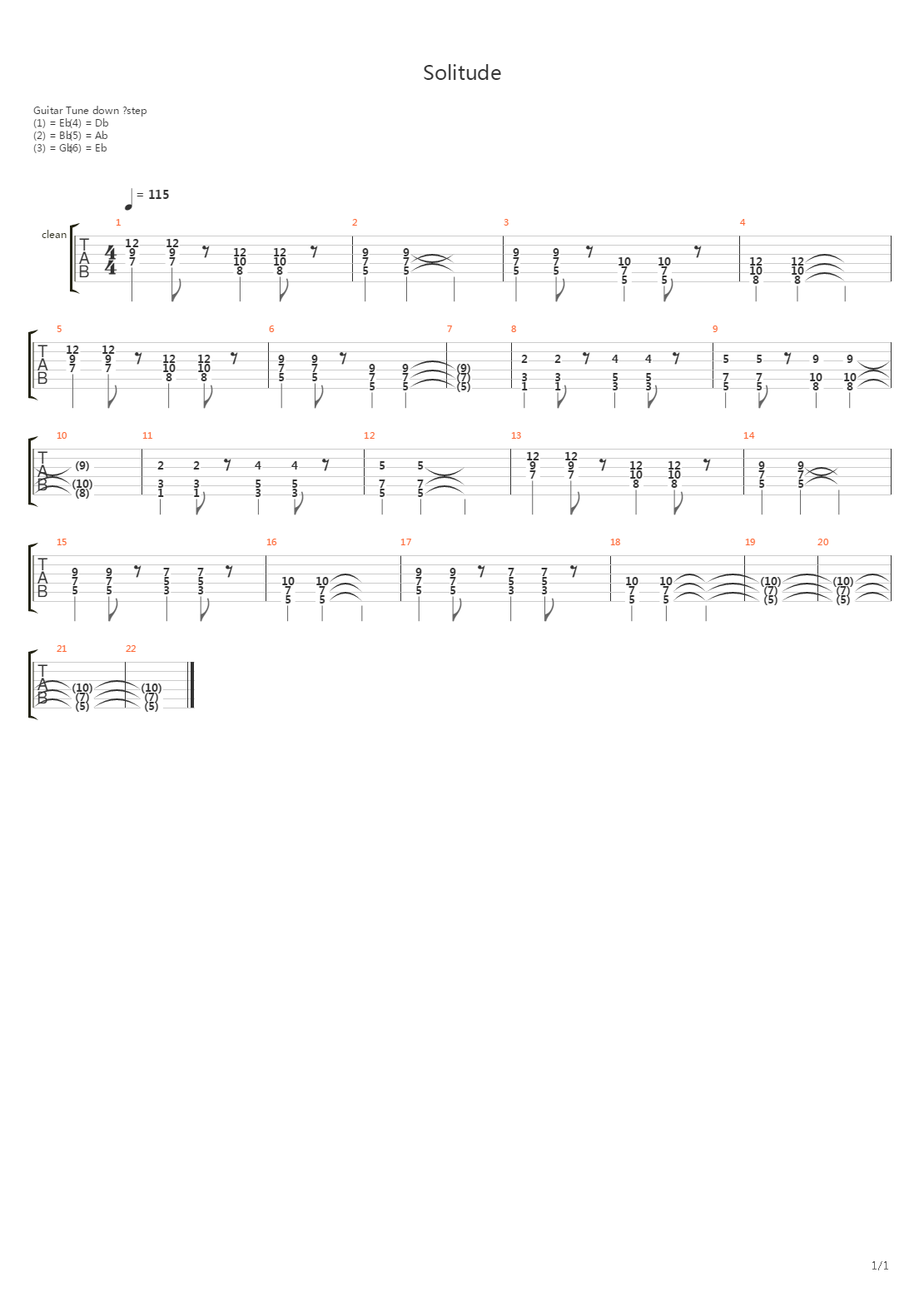 Solitude吉他谱