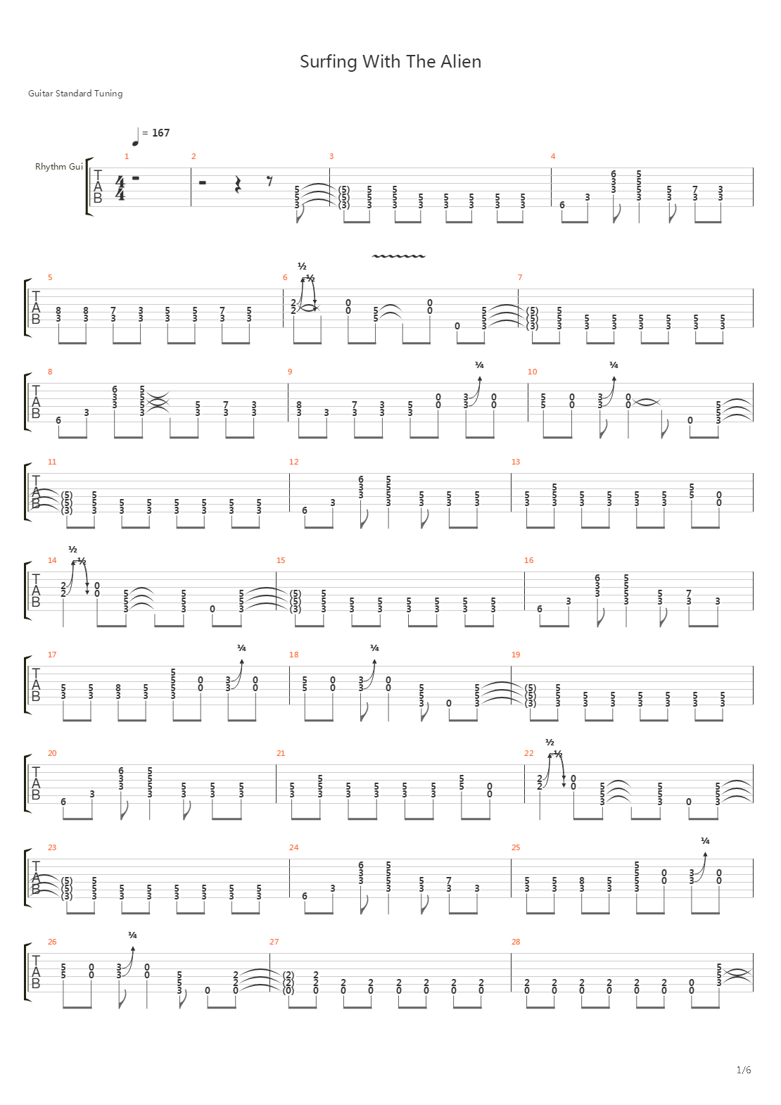 Surfin With The Alien吉他谱