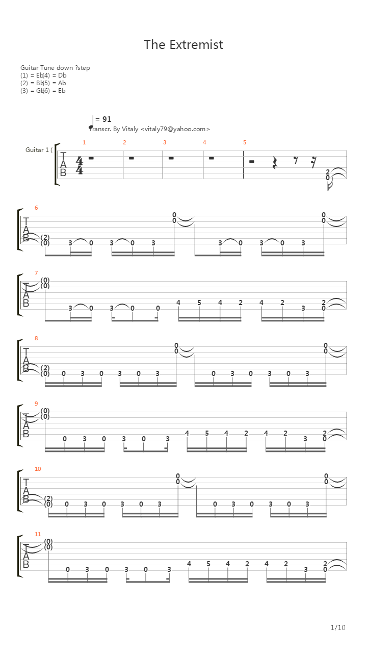 The Extremist吉他谱