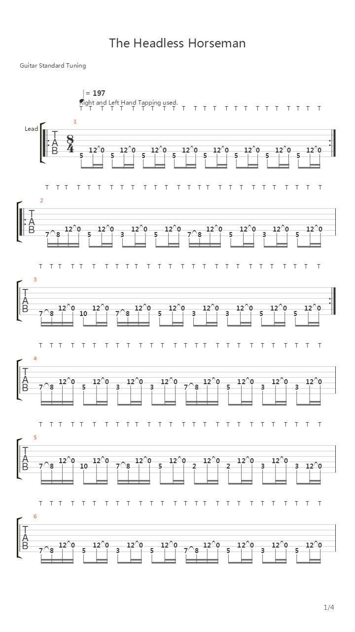 The Headless Horseman吉他谱