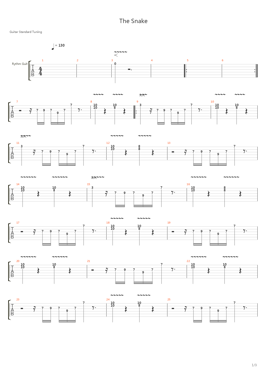 The Snake吉他谱