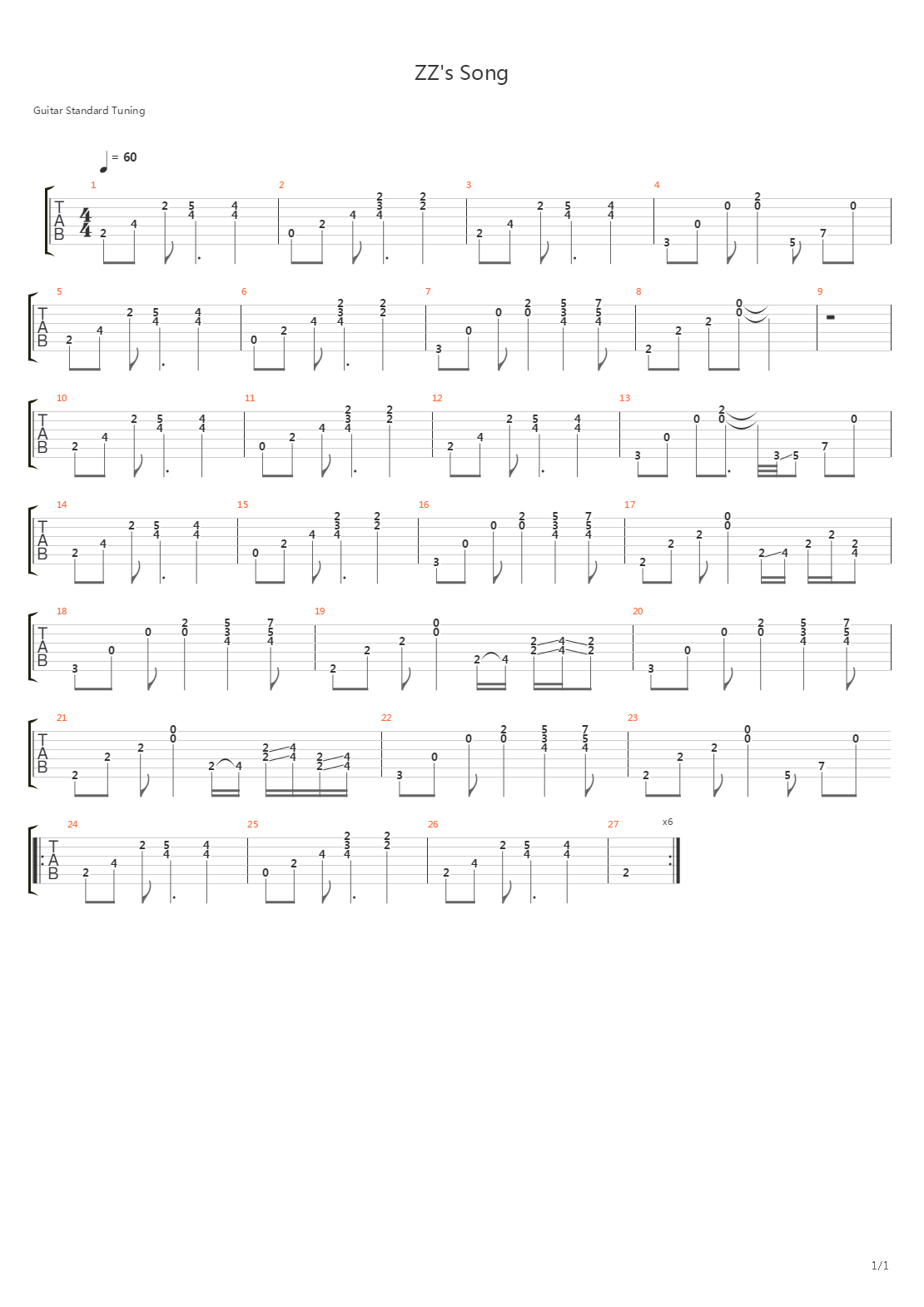 Zzs Song吉他谱