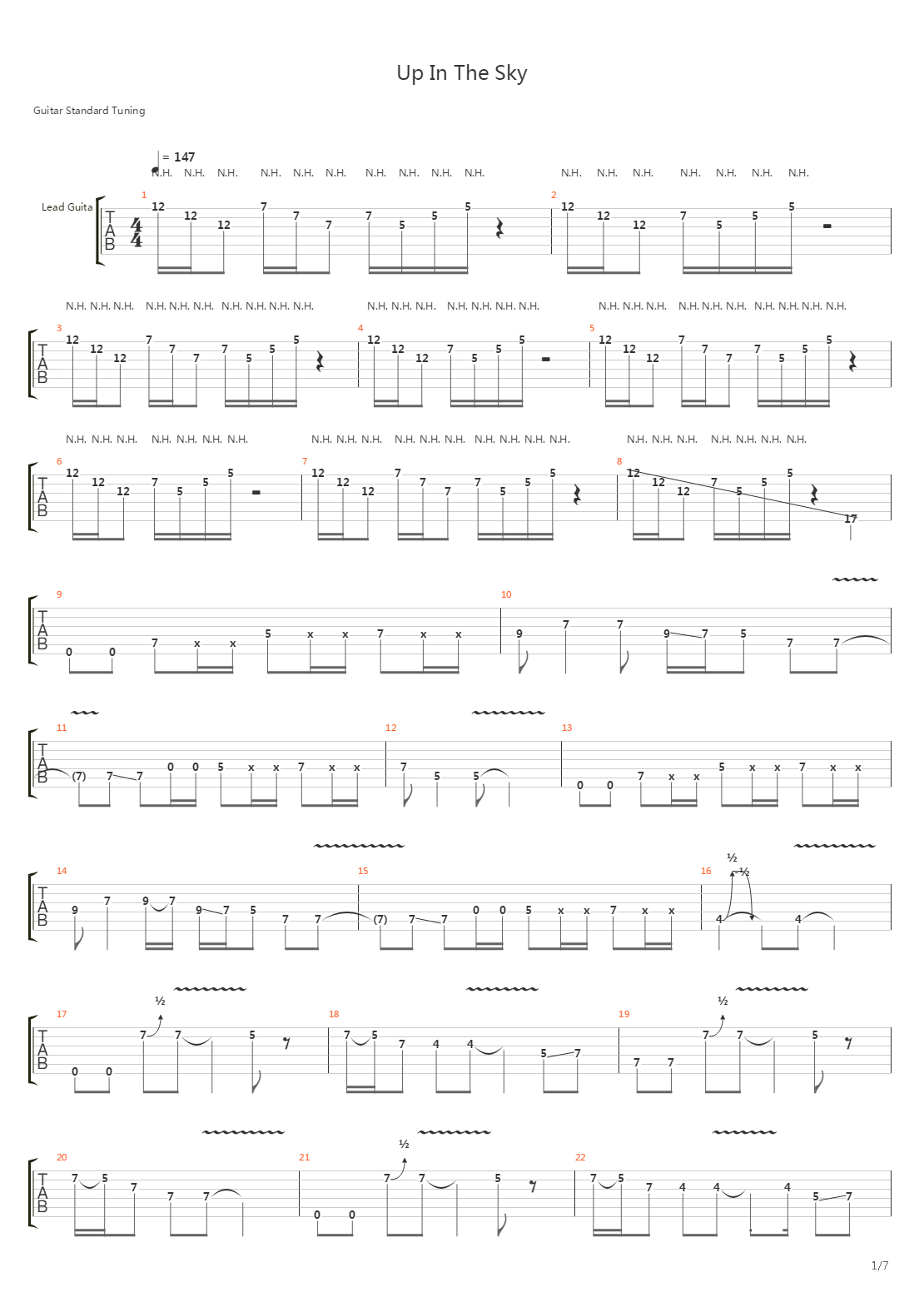 Up In The Sky吉他谱