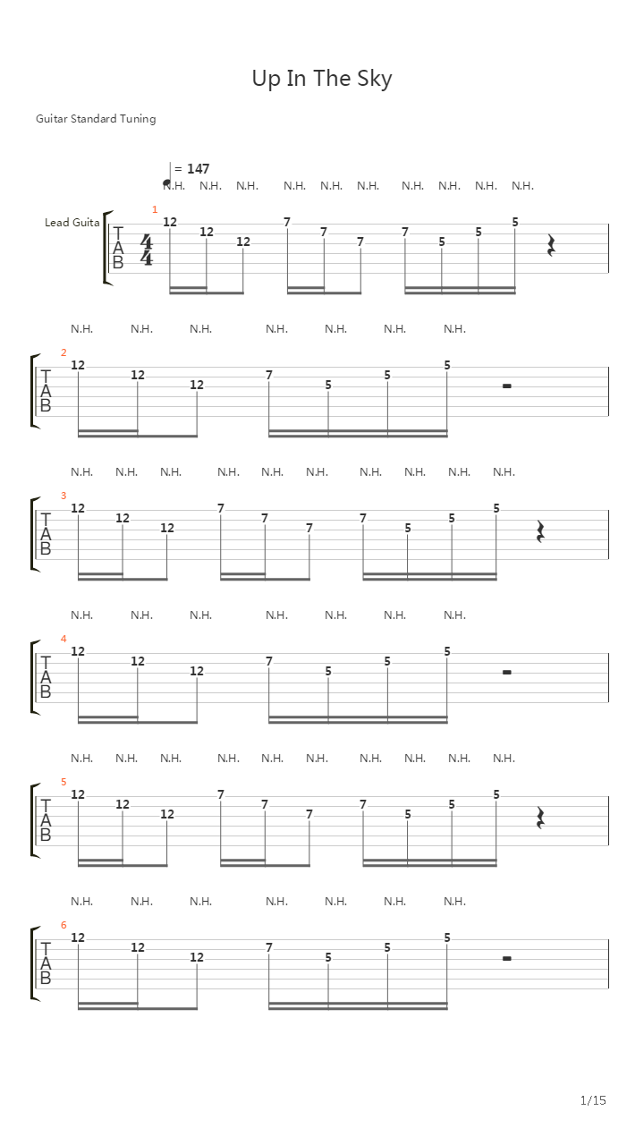 Up In The Sky吉他谱