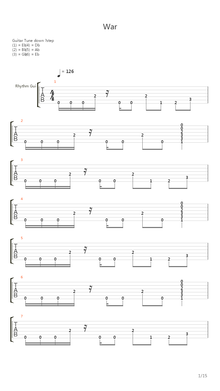 War吉他谱