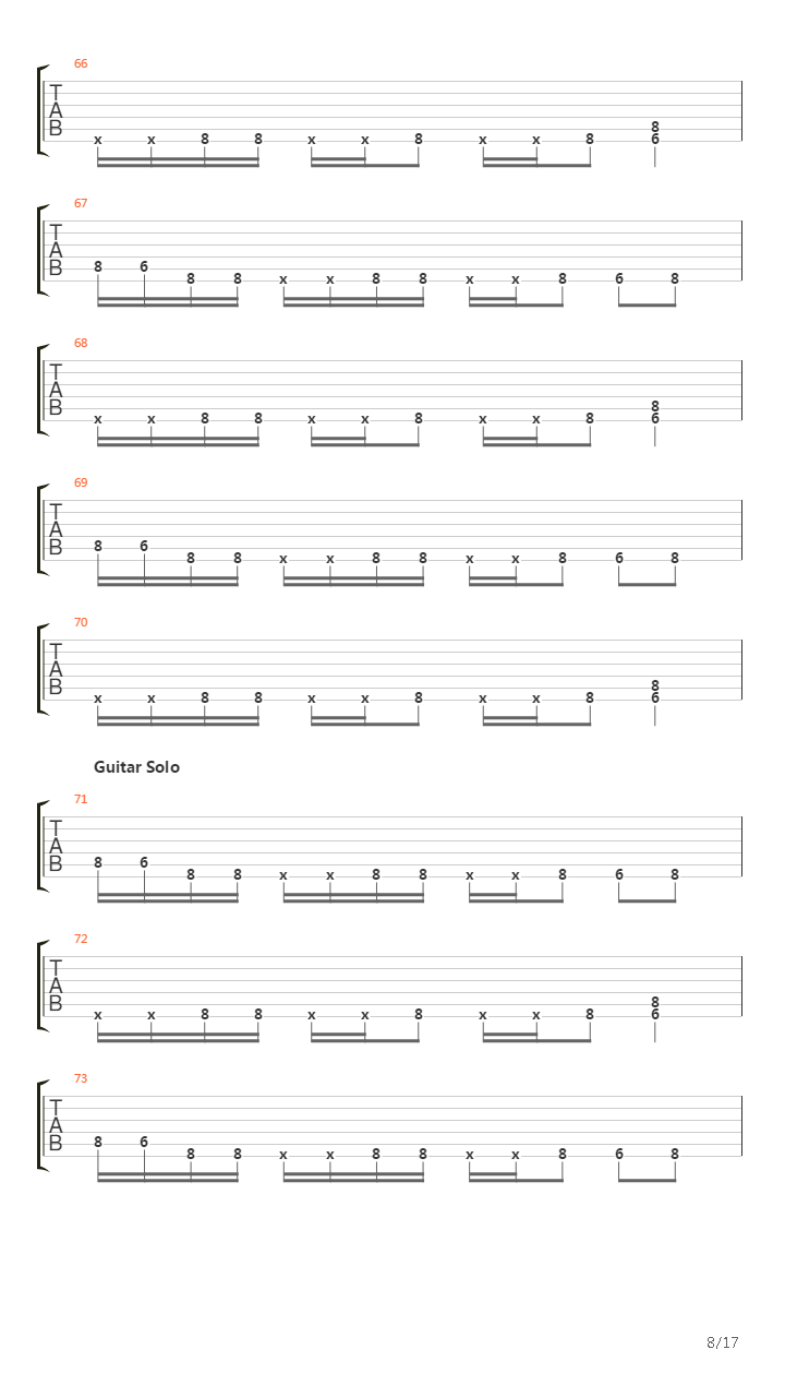 War吉他谱