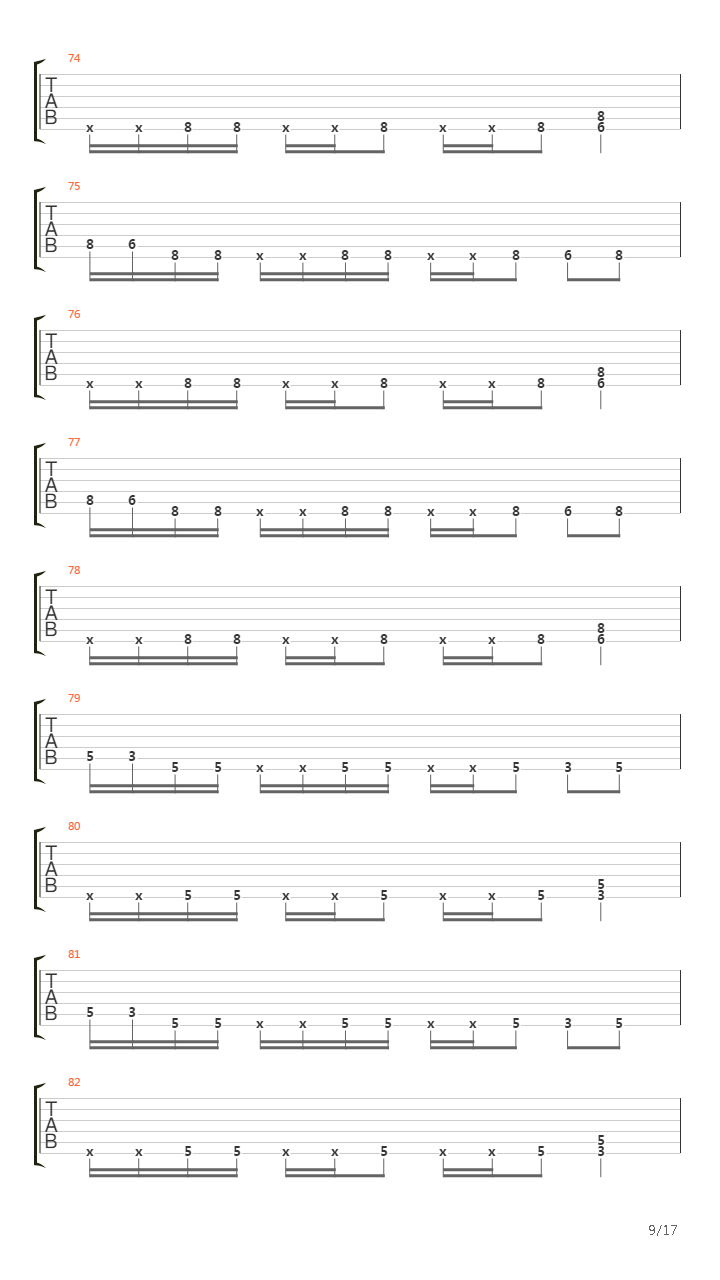 War吉他谱