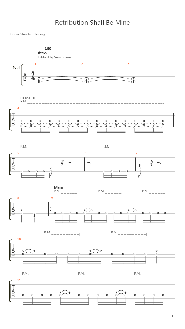 Retribution Shall Be Mine吉他谱