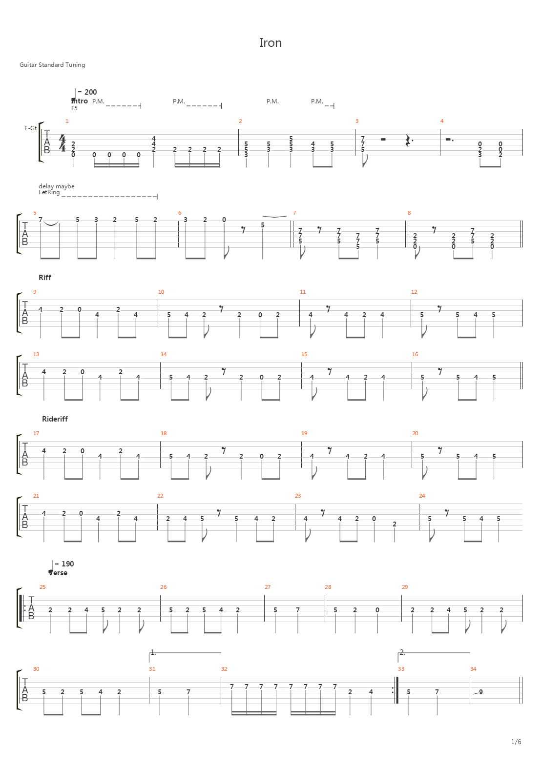 Iron吉他谱