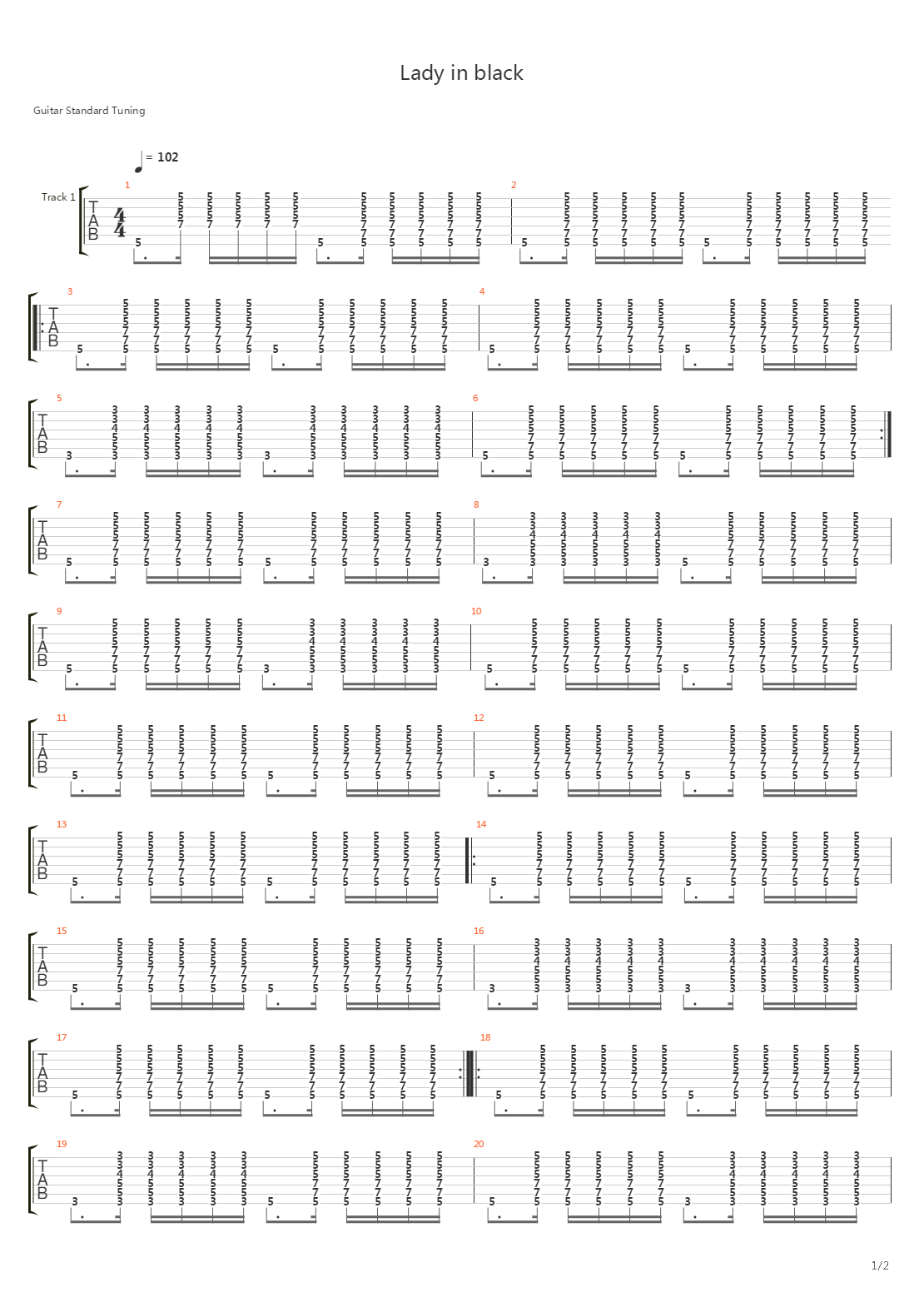 Lady In Black吉他谱