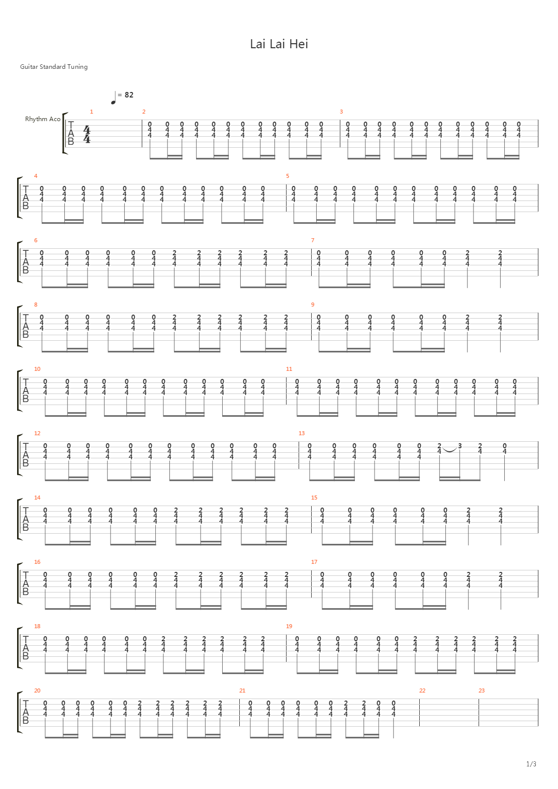 Lai Lai Hei吉他谱