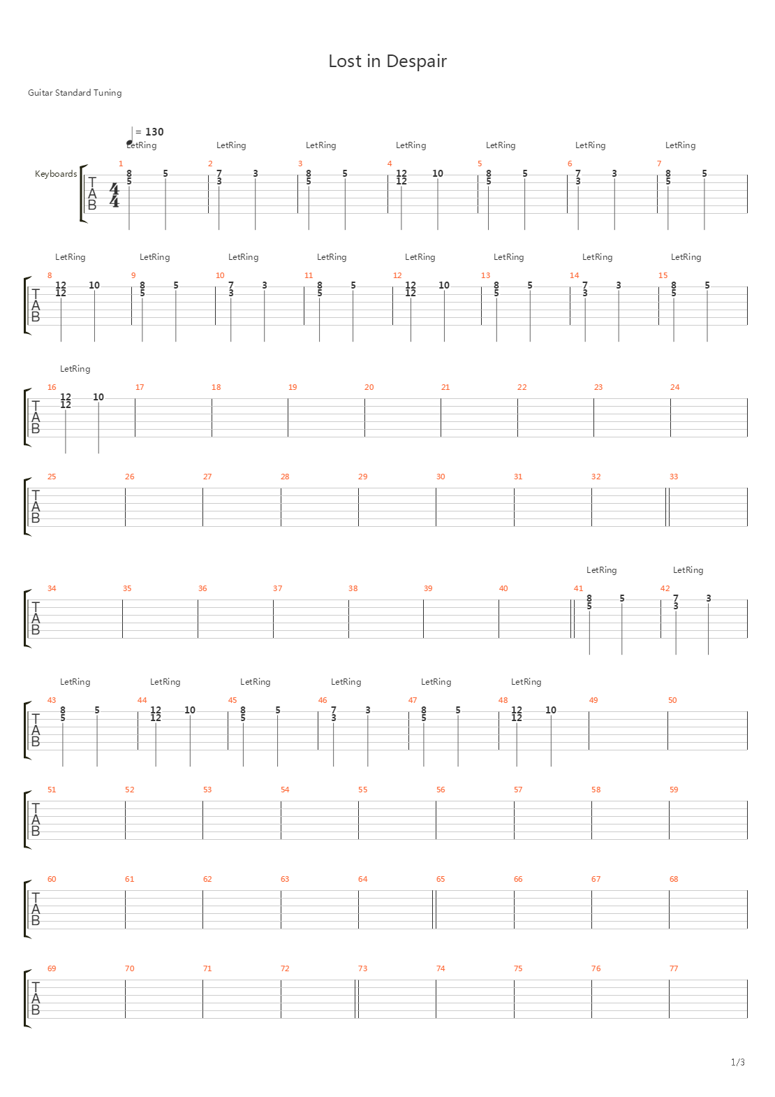 Lost In Despair吉他谱