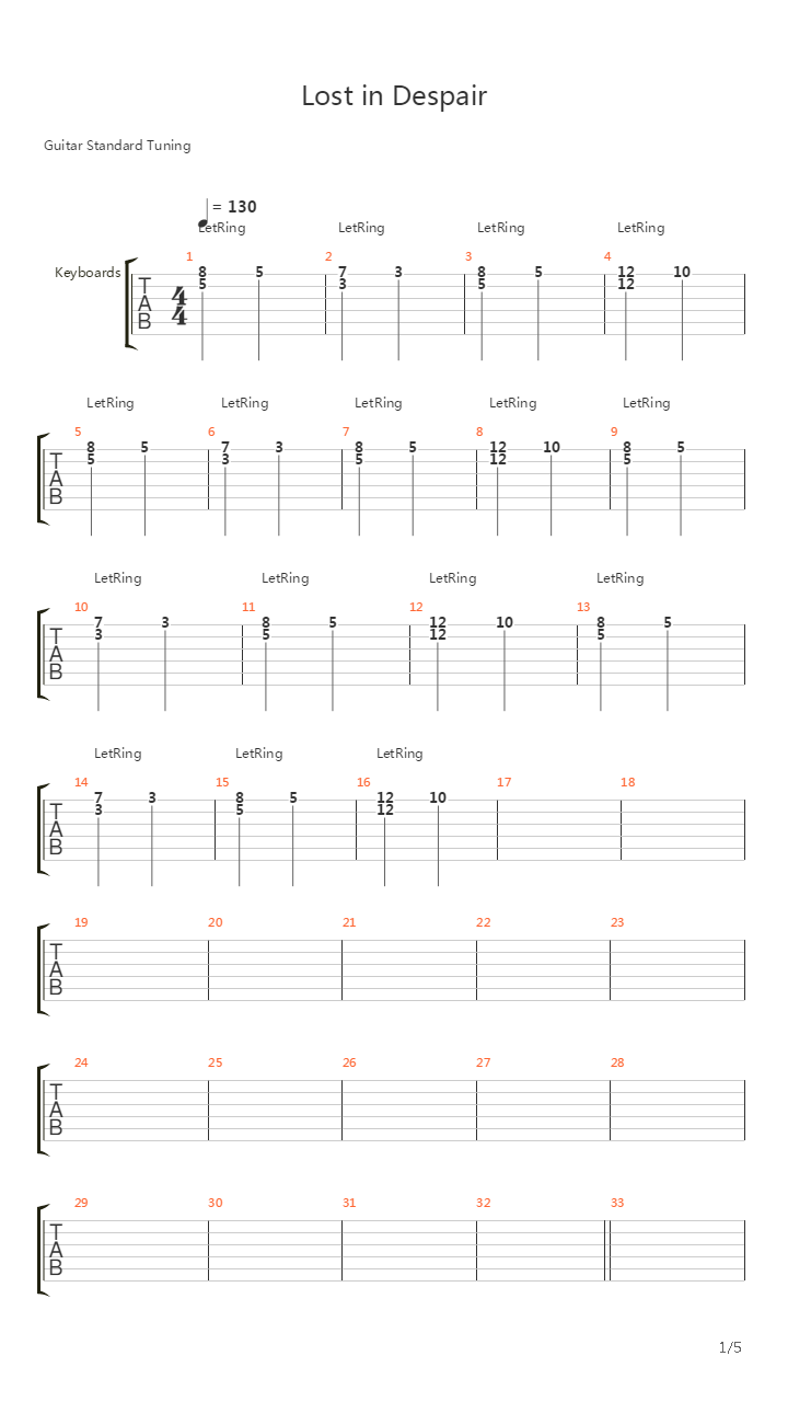 Lost In Despair吉他谱