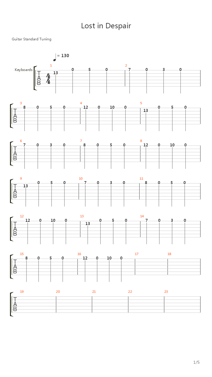 Lost In Despair吉他谱