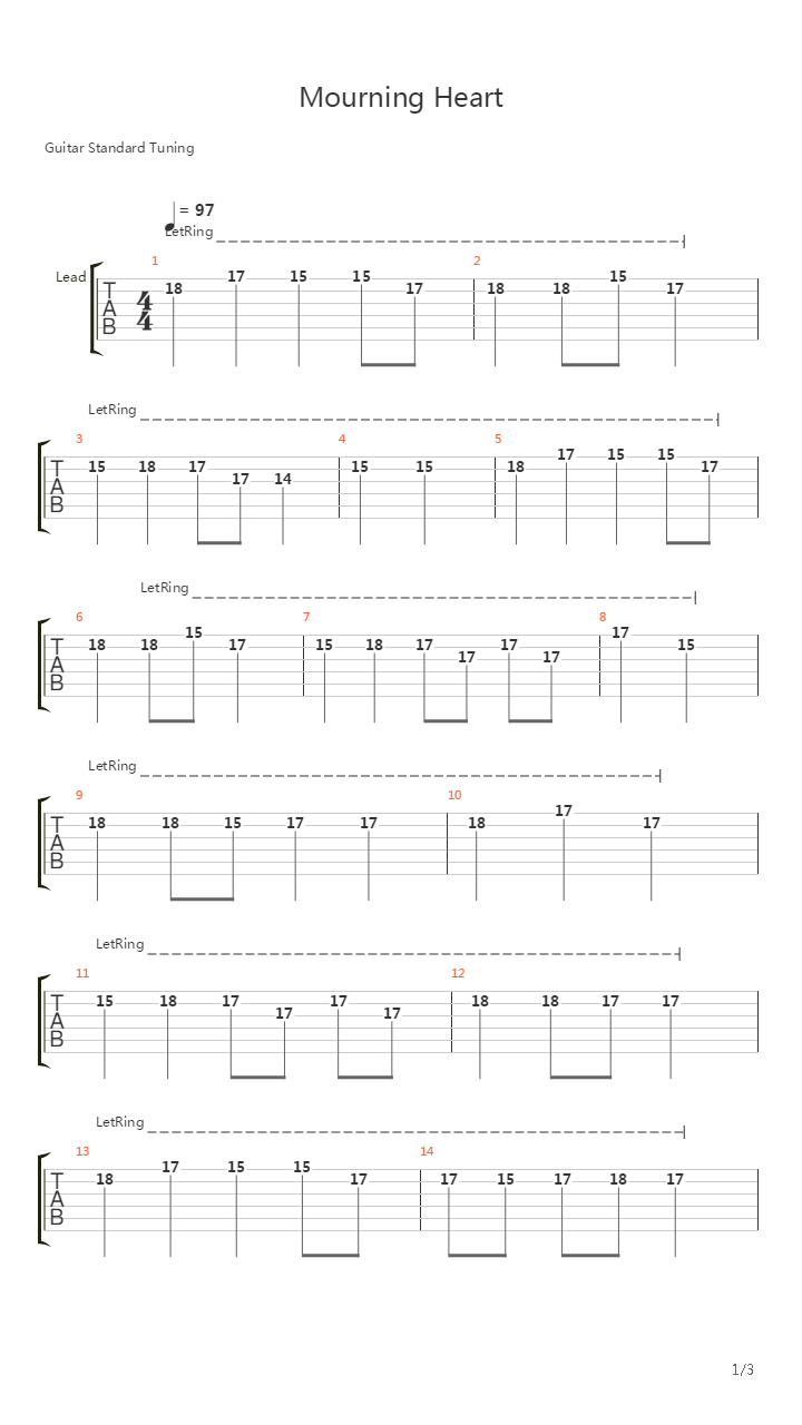 Mourning Heart吉他谱