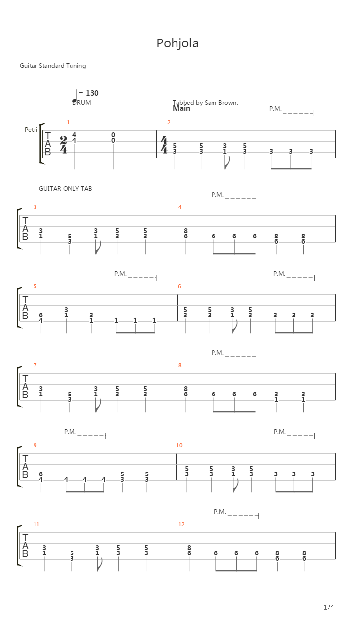 Pohjola吉他谱