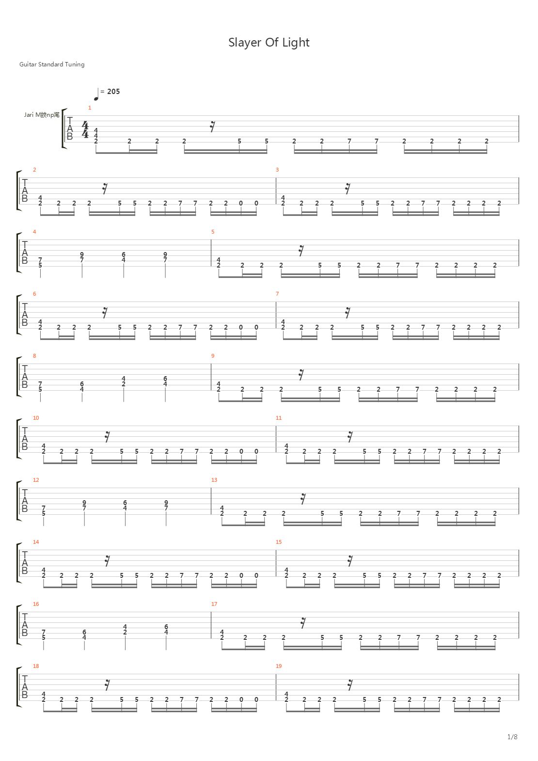 Slayer Of Light吉他谱