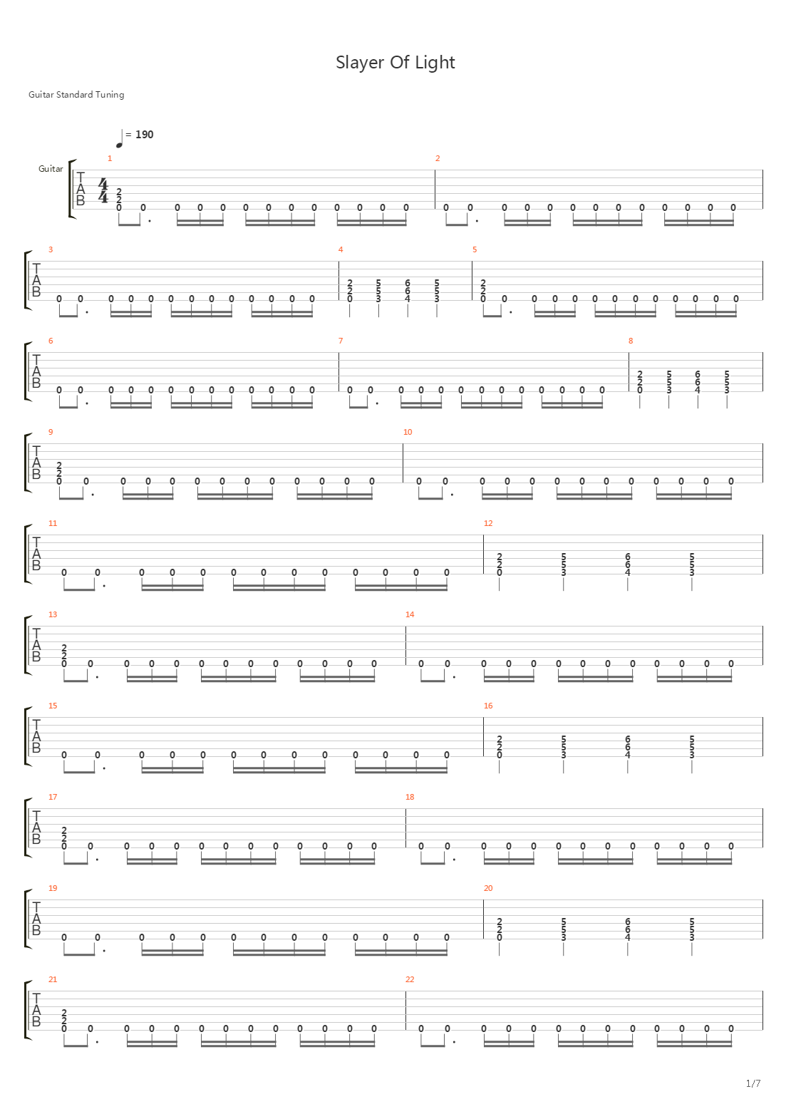 Slayer Of Light吉他谱