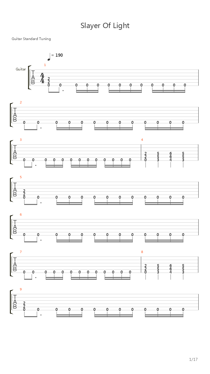 Slayer Of Light吉他谱