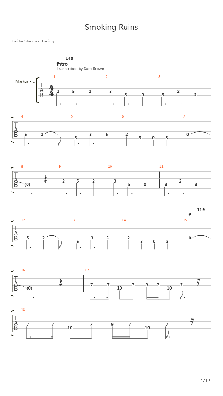 Smoking Ruins吉他谱