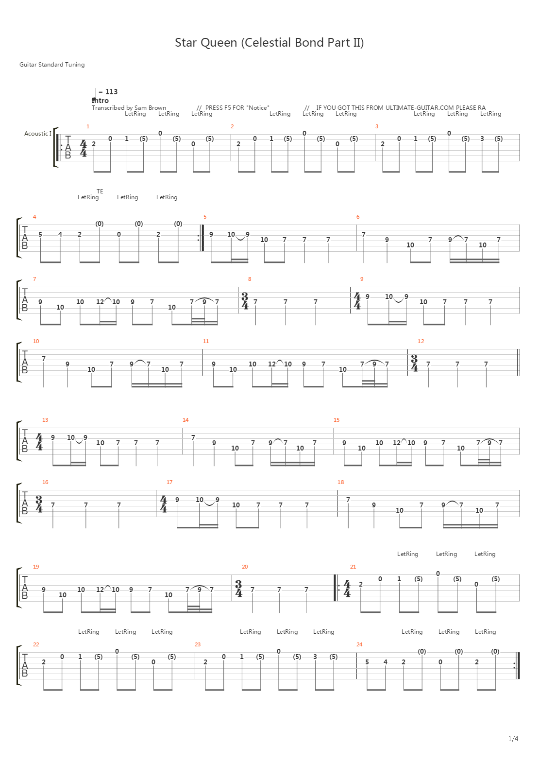 Star Queen Celestial Bond Part Ii吉他谱