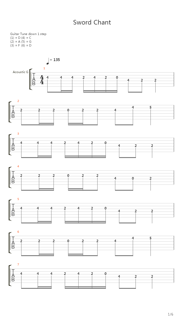 Sword Chant吉他谱