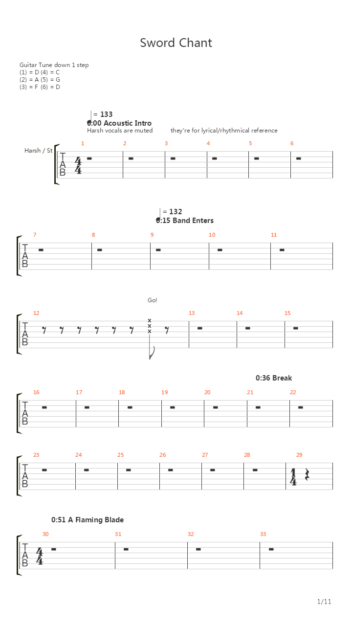 Sword Chant吉他谱
