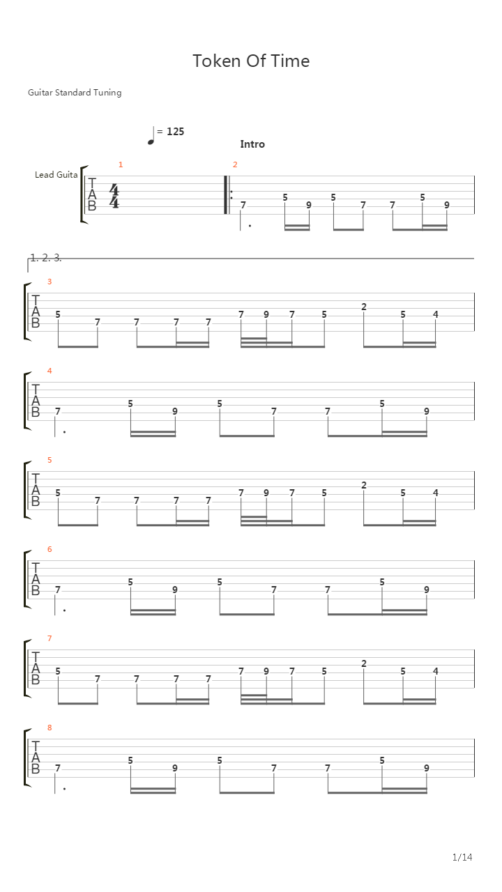 Token Of Time吉他谱