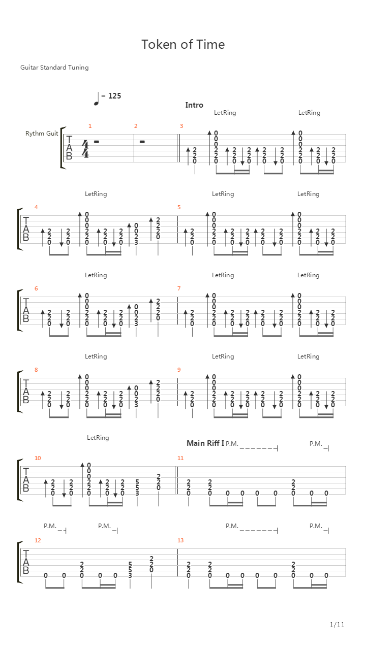 Token Of Time吉他谱