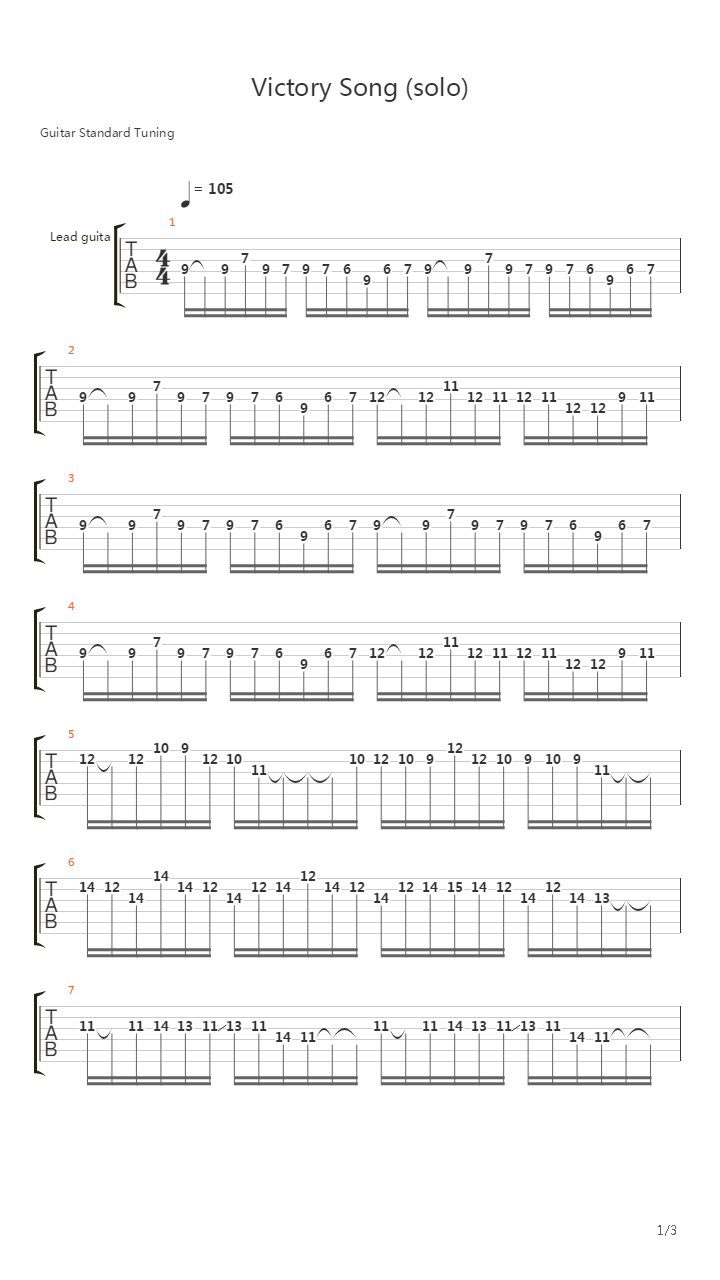 Victory Song吉他谱