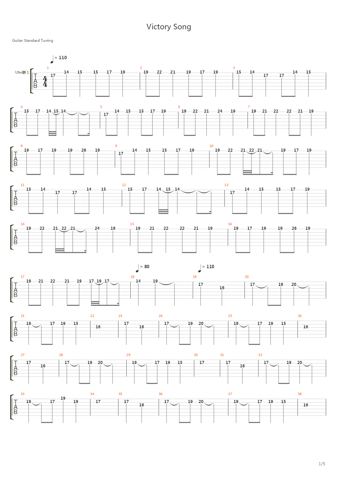 Victory Song吉他谱