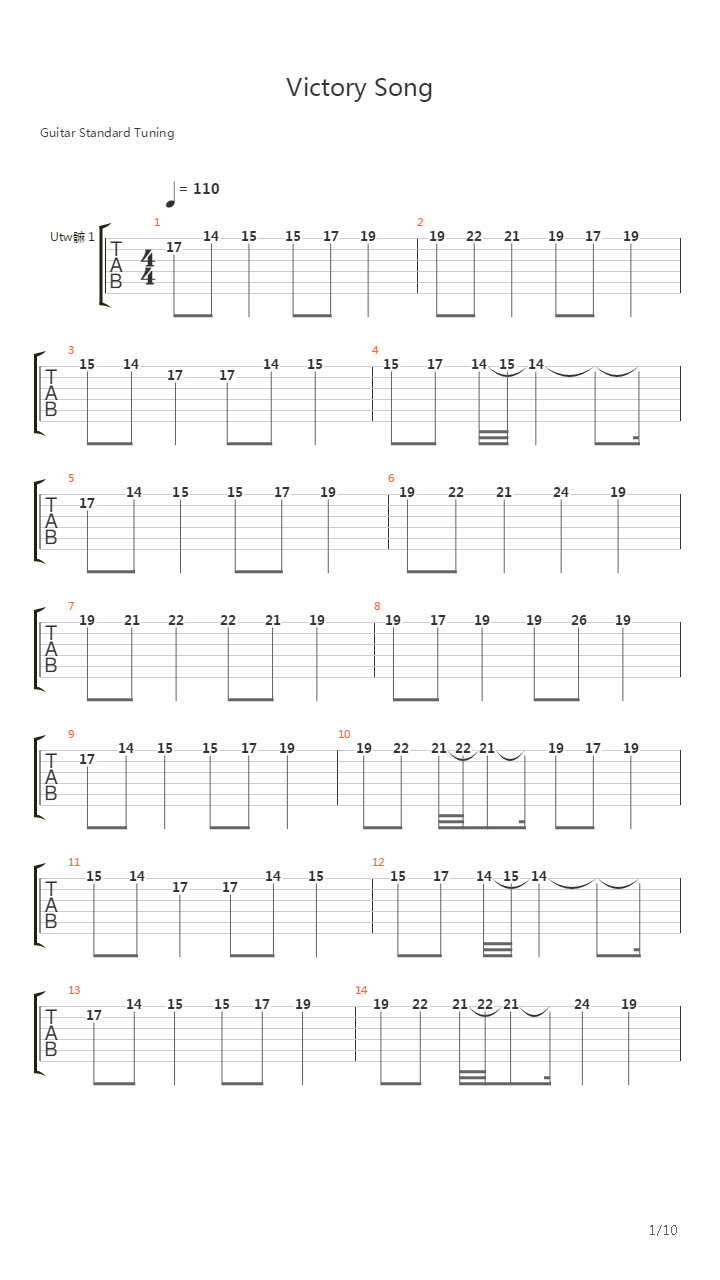 Victory Song吉他谱