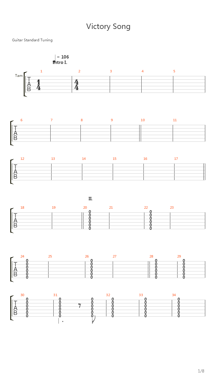 Victory Song吉他谱