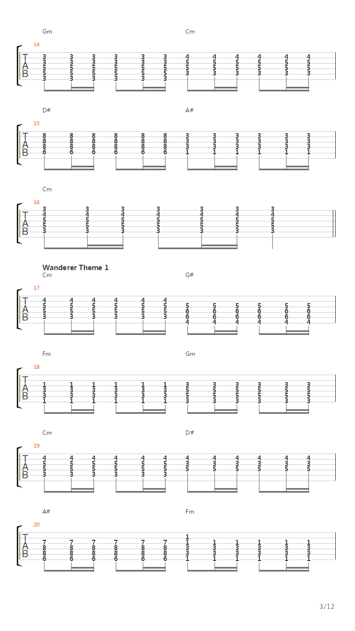 Wanderer吉他谱