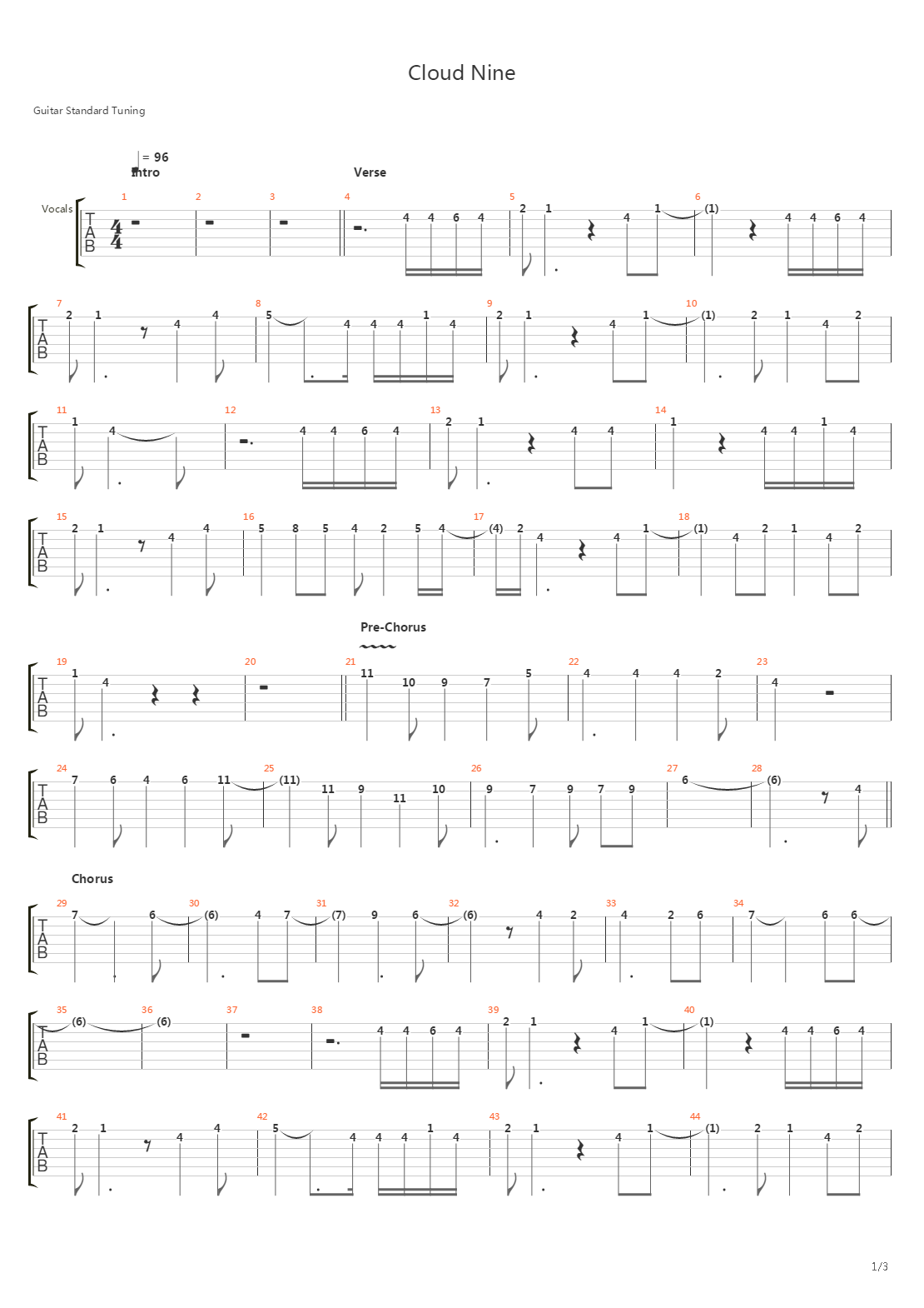 Cloud Nine吉他谱