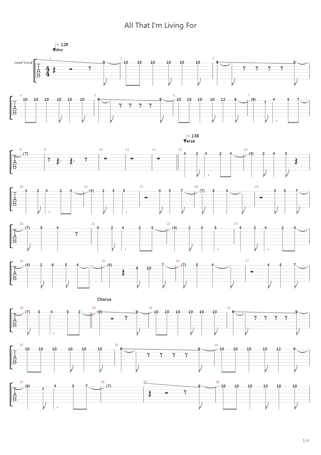 All That Im Living For吉他谱