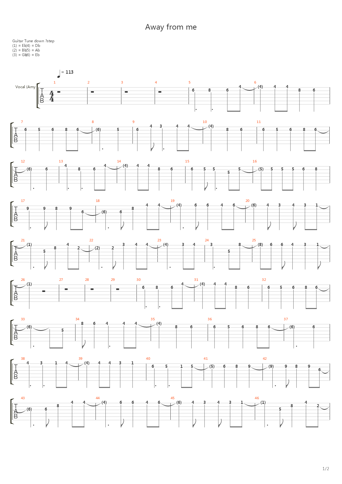 Away From Me吉他谱