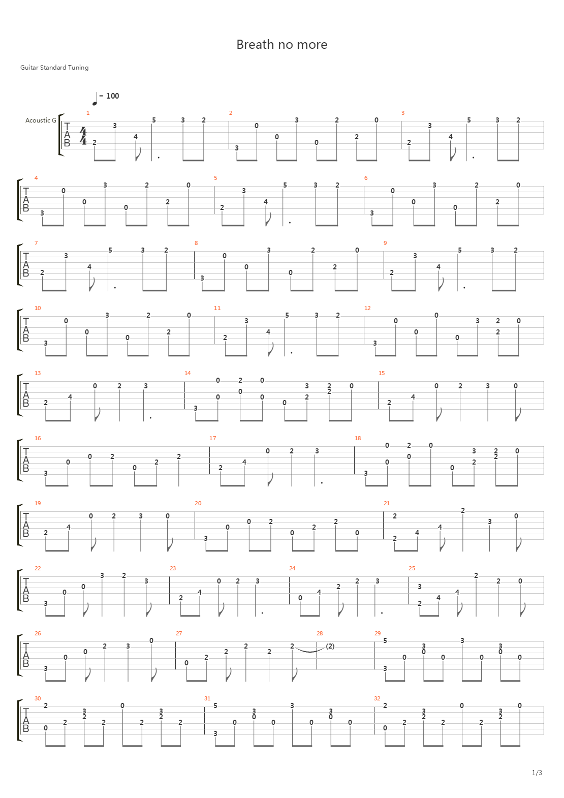 Breath No More吉他谱
