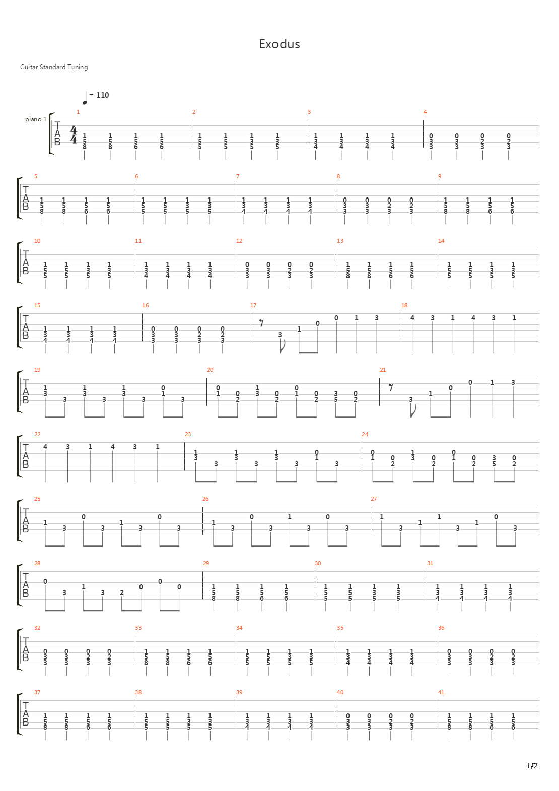 Exodus吉他谱