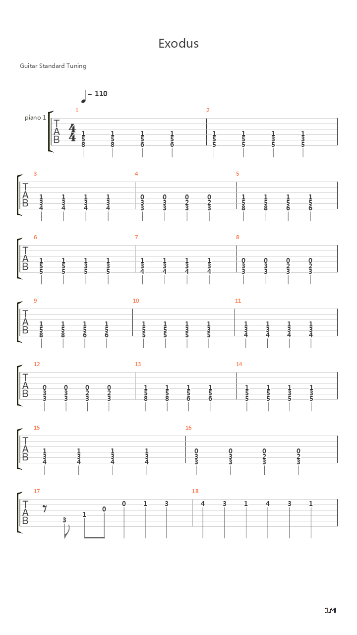 Exodus吉他谱