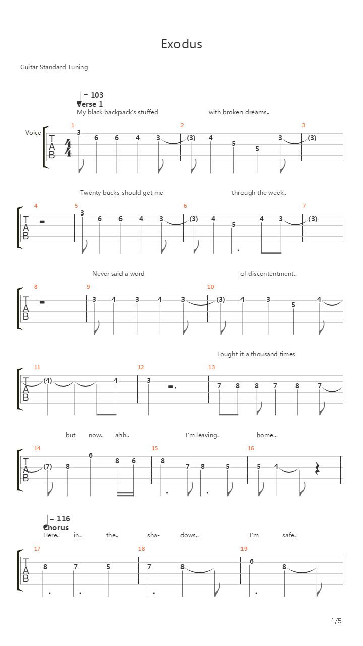 Exodus吉他谱