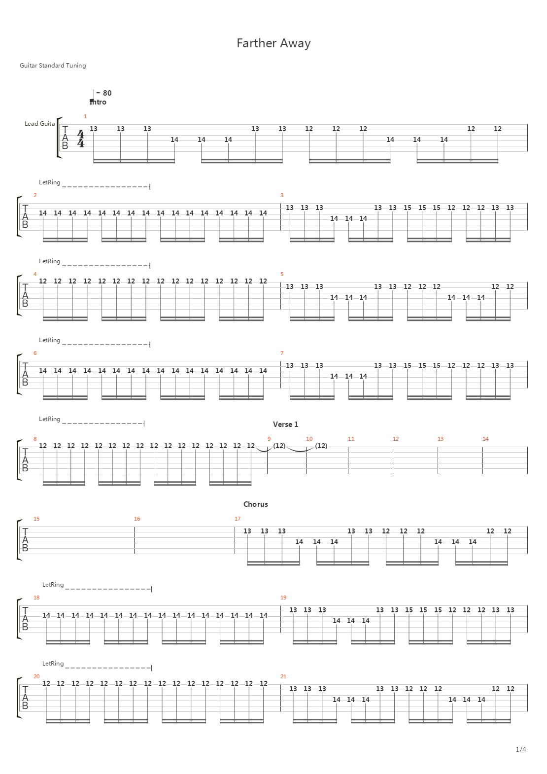 Farther Away吉他谱