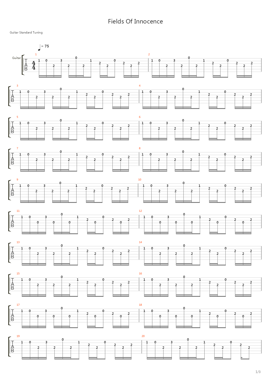 Fields Of Innocence吉他谱