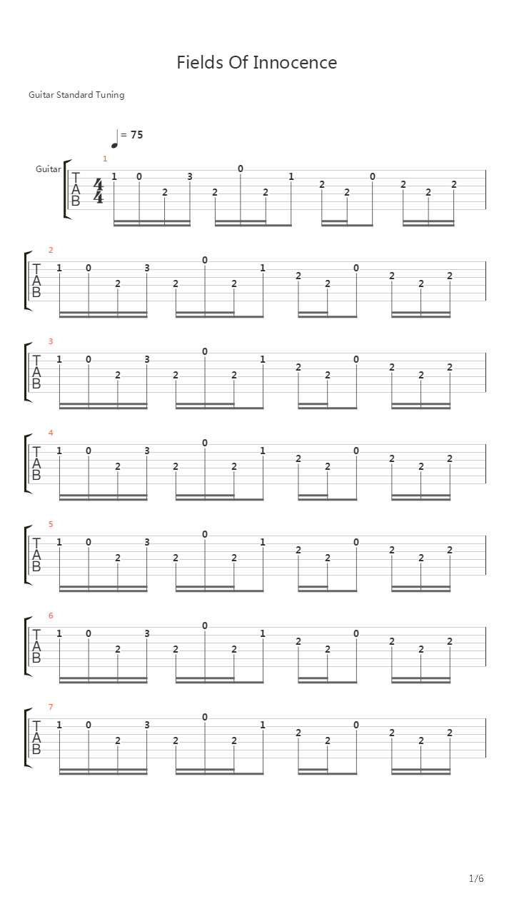 Fields Of Innocence吉他谱