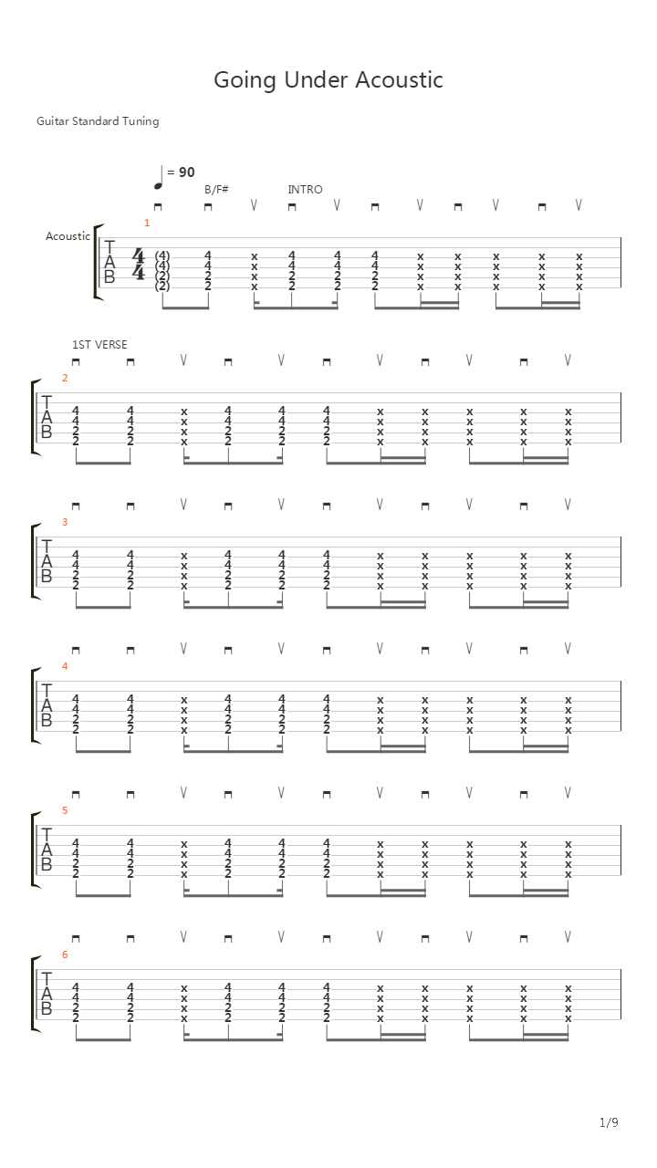 Going Under吉他谱