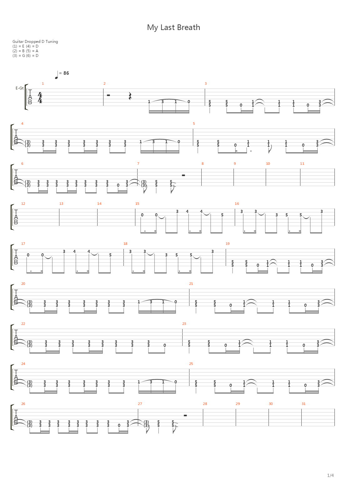 My Last Breath吉他谱